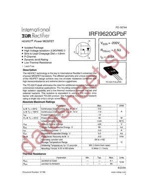 IRFI9620GPBF datasheet  